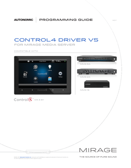 Autonomic Mirage Media Server Programming Guide for Control4