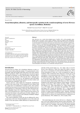 Sexual Dimorphism, Allometry, and Interspecific Variation in the Cranial