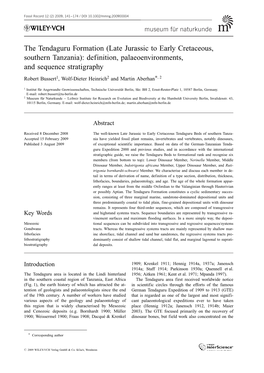 The Tendaguru Formation (Late Jurassic to Early Cretaceous, Southern Tanzania): Definition, Palaeoenvironments, and Sequence Stratigraphy