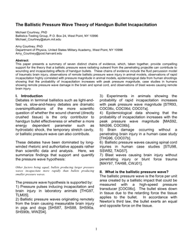 The Ballistic Pressure Wave Theory of Handgun Bullet Incapacitation