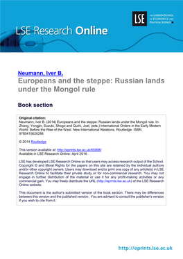 Europeans and the Steppe: Russian Lands Under the Mongol Rule