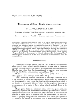 The Mangal of Sinai: Limits of an Ecosystem