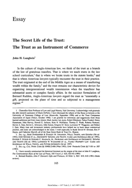 The Secret Life of the Trust: the Trust As an Instrument of Commerce