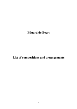 List of Compositions and Arrangements
