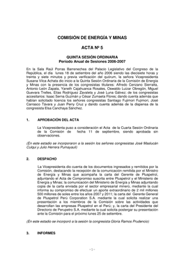 Comisión De Energía Y Minas Acta Nº 5