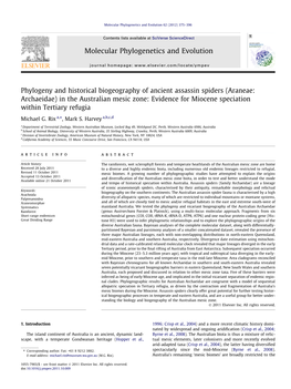 Phylogeny and Historical Biogeography of Ancient Assassin Spiders (Araneae: Archaeidae) in the Australian Mesic Zone: Evidence F