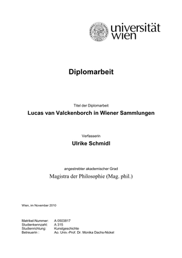 Lucas Van Valckenborch in Wiener Sammlungen
