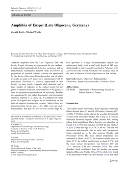 ROCEK, Z. and WUTTKE, M. (2010) Amphibia of Enspel (Late