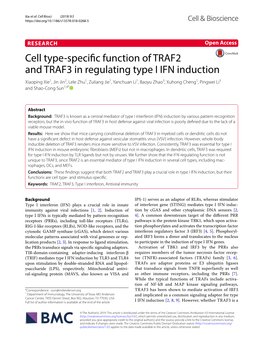 Cell Type-Specific Function of TRAF2 and TRAF3 in Regulating Type I IFN