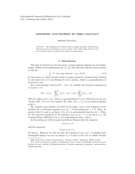 International Journal of Division by Zero Calculus Vol. 1 (January-December, 2021)