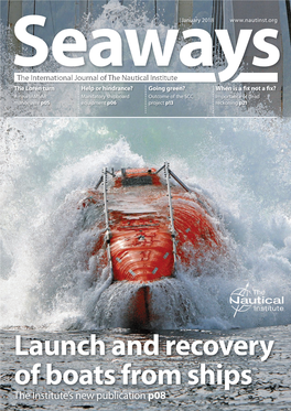 Launch and Recovery of Boats from Ships the Institute’S New Publication P08