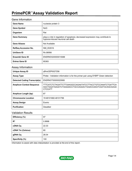 Primepcr™Assay Validation Report