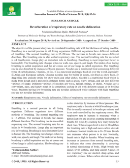 Reverberation of Respiratory Rate on Noodle Delineation