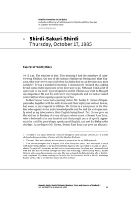 Shirdi-Sakuri-Shirdi Thursday, October 17, 1985