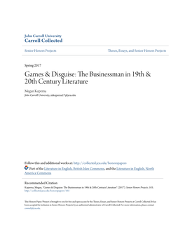 Games & Disguise: the Businessman in 19Th & 20Th Century Literature