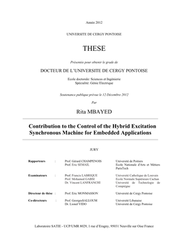 Rita MBAYED Contribution to the Control of the Hybrid Excitation