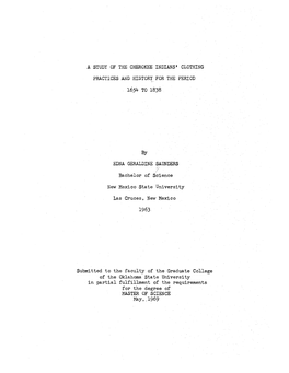 A Study of the Cherokee Indians' Clothing Practices and History for the Period 1654 to 1838