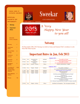 Sweekar SPECIAL POINTS of (CSCS NEWSLETTER)