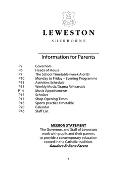 Information for Parents