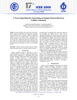 A Novel Algorithm for Generating an Islamic Pattern Based on Cellular Automata