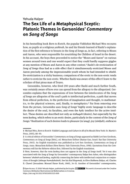 Platonic Themes in Gersonides' Commentary on Song of Songs