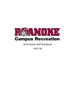 Game Room Staff Handbook 2017-18