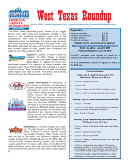 West Texas Roundup July 5-6, 2019 at Joyland Amusement Park, Larson International and Wonderland Amusement Park