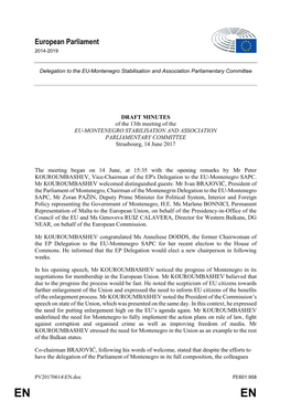 Minutes of the 13Th EU-Montenegro Stabilisation