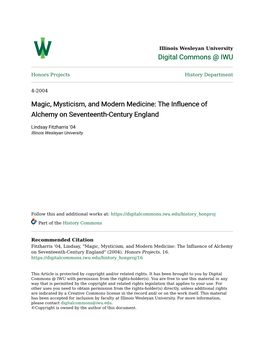 Magic, Mysticism, and Modern Medicine: the Influence of Alchemy on Seventeenth-Century England