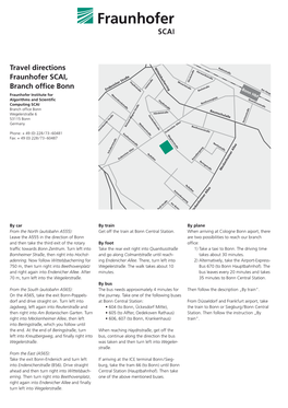 Travel Directions Fraunhofer SCAI, Branch Office Bonn