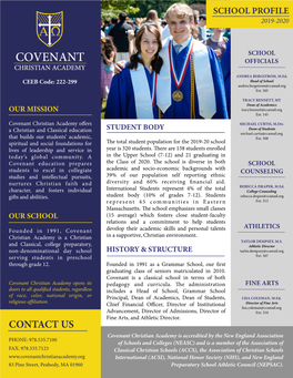 CCA School Profile 2019-2020