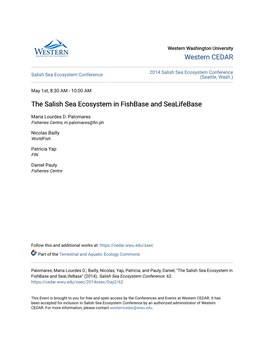 The Salish Sea Ecosystem in Fishbase and Sealifebase