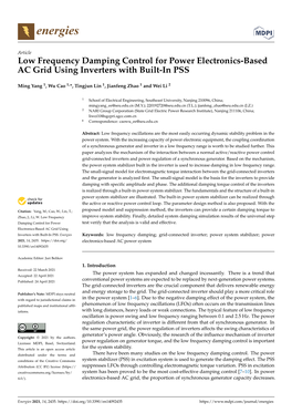 Low Frequency Damping Control for Power Electronics-Based AC Grid Using Inverters with Built-In PSS