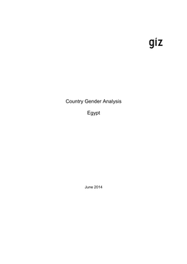 Country Gender Analysis-Egypt June 2014