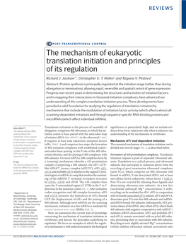 The Mechanism of Eukaryotic Translation Initiation and Principles of Its Regulation