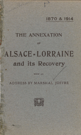 ALSACE-LORRAINE and Its Recovery
