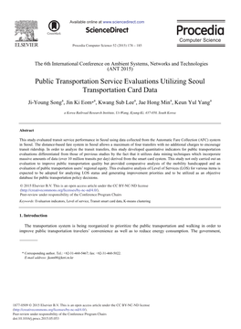 Public Transportation Service Evaluations Utilizing Seoul Transportation Card Data