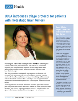 UCLA Introduces Triage Protocol for Patients with Metastatic Brain Tumors