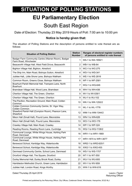 Situation of Polling Stations