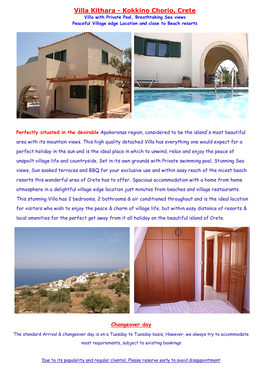 Villa Kithara - Kokkino Chorio, Crete Villa with Private Pool, Breathtaking Sea Views Peaceful Village Edge Location and Close to Beach Resorts