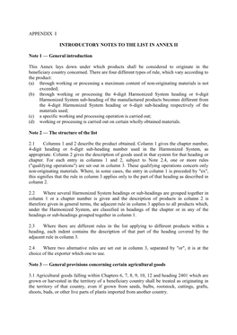 Appendix I Introductory Notes to the List in Annex Ii