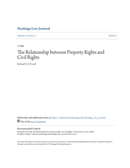 The Relationship Between Property Rights and Civil Rights Richard R
