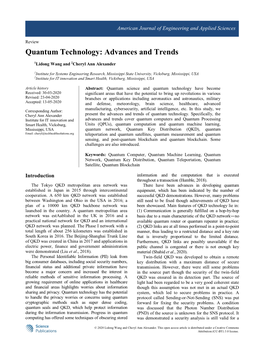 Quantum Technology: Advances and Trends