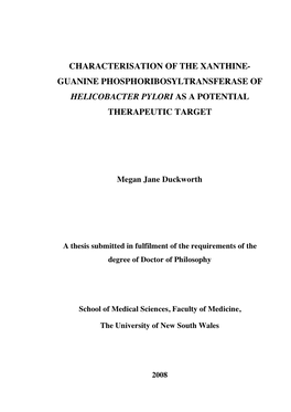 Guanine Phosphoribosyltransferase of Helicobacter Pylori As a Potential Therapeutic Target