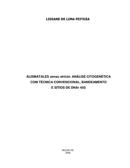 LIDIANE DE LIMA FEITOZA ALISMATALES Sensu Stricto