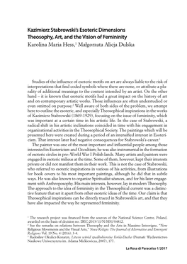 Kazimierz Stabrowski's Esoteric Dimensions Theosophy, Art, and The