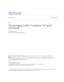 Neuroimaging and the "Complexity" of Capital Punishment O