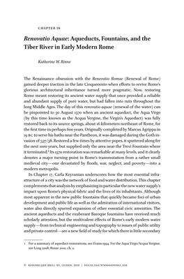 Renovatio Aquae: Aqueducts, Fountains, and the Tiber River in Early Modern Rome