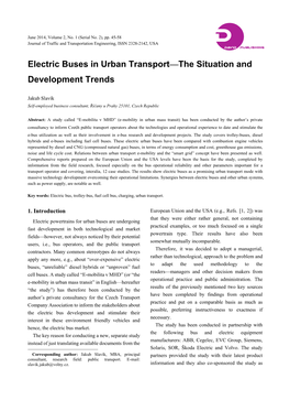 Electric Buses in Urban Transport—The Situation and Development Trends