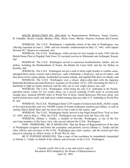 HOUSE RESOLUTION NO. 2001-4654, by Representatives Mcmorris, Sump, Cairnes, B